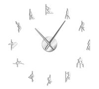 Pole Dance Frameless 3D DIY Modern Wall Clock Exotic Dance Kit Decoration With Mirror Numbers Sticker Clock Watch Gift for Girl(Silver,27inch)