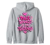 Pole Dance Is My Therapy Cute Pink Typography Zip Hoodie