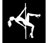 Pole Dance Silhouette in Action Vinyl Art Sticker 54.6x59.2cm Art Mural Painting White