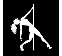 Pole Dance Silhouette with Fluid Movement Vinyl Art Sticker 67.2x74.7cm Wall beautification White