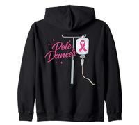 Pole Dancer Cancer Awareness Warrior Chemo Humor Zip Hoodie