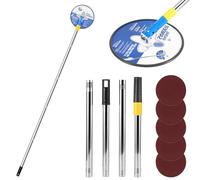 Pole Drywall Sander, Dry Wall Sander with Extension Pole 9 Inch Round Radial Sander with 5 PCS Sanding Sheets (80/100/120/180/240Grit), 360 Degree Rotation Wall Sanders for Painted Walls Ceilings