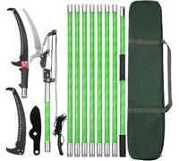 Pole Pruning Saw 30 Foot Long Handle Adjustable Length, Manual Pole Saw High Branch Scissors with Carry Bag and Sturdy Pole, Telescopic Tree Pruner Long Reach for Palm Oak High Branches