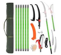 Pole Pruning Saw Set, Telescopic Tree Pruner with Long Handle, Manual Pole Saw High Branch Scissors with Carry Bag and Sturdy Pole, Adjustable Fiberglass Poles for Palm Oak High Branches (30FT)