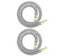 Pole Rope, Apricot, 3, 5 or 10 Feet, Gray Crowd Control Barriers for Pole Posts, Queue Posts, with Silver Hooks, Gray, 3.3 Feet, 100 cm