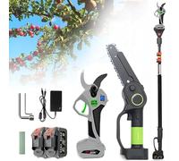 Pole Saw and Pruning Shears Combo Kit - 6 Inch Mini Chainsaw with 2 Batteries, Cordless Extension Pole for Tree Trimming, Limb Cutter and Pruner Scissors