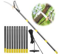 Pole Saws for Tree Trimming, 13.7 FT Manual Tree Trimmer Long Handle Pruner, Extendable Pole Pruners for Tree Trimming, Sharp Steel Blade and Scissors for High Branches Trimming