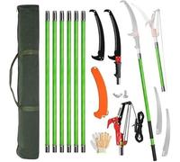 Pole Saws for Tree Trimming, 26FT Manual Pole Saw Extendable Tree Trimmer, Long Branch Trimmer Tree Pole Pruner Saw Blades and Scissors Set for Pruning Palms and Shrubs(Green)