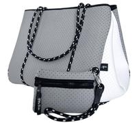 Pole Tribe Neoprene Tote - Large Beach, Gym, Travel Bag & Wallet, Water-Resistant, Durable, Lightweight, Sailor Rope Design, White Cloud, L