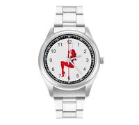 Pole Women Illustration Dancer Quartz Watch Stainless Steel Wrist Watches for Men Women Easy to Read