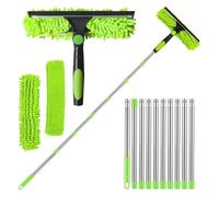 Polegas 4.5M Window Squeegee Cleaning Equipment, Glass Cleaning Tools with Long Handle, Cleaner Brush with Silicon Squeegee and Scrubber Tool, Cleaning Kit for Indoor/Outdoor High Window, Wall, Car