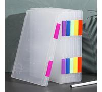 Polegas 6 Pcs Portable A4 File Box, Clear Plastic File Storage Box, Waterproof A4 Container for Documents, Paper,Letters, Scrapbook, Magazines,Photos