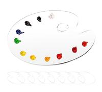 Polegas 9 Pcs Acrylic Paint Palette, Clear Paint Palette, Paint Mixing Palette for Kids and Adults, Oil Paint Palette with Thumb Hole - Easy to Clean