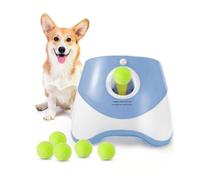 Polegas Automatic Dog Ball Launcher, Balls Thrower with 10-30 ft Throw Distance,Throwing Machine for Small Dogs with 6 Pcs 2" Tennis
