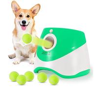 Polegas Automatic Dog Ball Launcher, Balls Thrower with 6 Pcs 2" Tennis, Throwing Machine with 10-30 ft Throw Distance, for Small and Medium Size Dogs, Interactive Pet Toy for Training