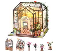 Polegas DIY Miniature House Kit, Adult Craft Kits with LED Light,3D Wooden Greenhouse Bookshelf Decor, Mini House Kit for Adults Teens to Build(Jenny Greenhouse)
