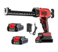 Polegas Electric Caulking Gun, 21V Cordless Caulk Gun, Sealant Gun with 2 x 2000mAH Battery and Charger, 4 Adjustable Speeds, LED Light, Silicone Gun for Filling, Sealing