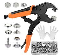 Polegas Heavy Duty Snap Fastener Tool Kit, Adjustable Snap Button Plier with 3 Dies and 60 Sets Metal Poppers Fasteners, Press Studs Snap Fasteners kit for Canvas Leather Boat Cover Replacement