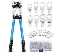 Polegas HX-50B Battery Cable Lug Crimping Tool Kit, Wire Crimping Tool with 60 PCS Copper Ring Terminals for Crimping Wire Cable from 6-50mm² (AWG 10-1/0), Heavy Duty Crimper for Battery Wire Terminal
