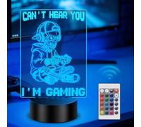 Polemera Can't Hear You I'm Gaming Gifts for boys men, Cool Gaming Room Decor Gaming Stuff, 3D Illusion Lamp with 16 Colors Changing with Remote Touch Control, for Men Teen Boys
