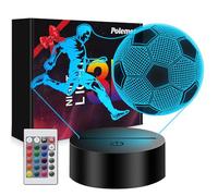 Polemera Football Gifts for Boys, Football Lamp for Kids Girls, Boys Christmas Gifts, 3D Illusion Night Light with 16 Colors Change by Remote Control, 6 7 8 9 10 Year Old Boy Birthday Gifts