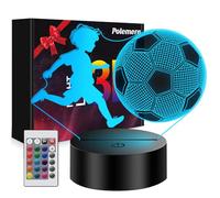 Polemera Football Gifts for Boys, Night Light for Kids Girls, Boys Christmas Gifts, 3D Illusion Night Light with 16 Colors Change by Remote Control, 10 Year Old Boy Birthday Gifts (Football-02)