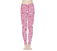 POLERO 70S Pink Hippie Flower Yoga Pants for Women Aesthetic Groovy Floral Yoga Leggings Full Length Tummy Control Tights Size 3XL