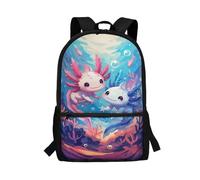 POLERO Axolotl Backpack for School Kids Back to School Bags Lightweight Rucksack Cute Book Bag 17 inch
