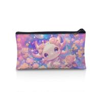 POLERO Axolotl Pencil Case for Girls Galaxy Pencil Pouch Floral Slim Pen Box for Back to School