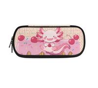 POLERO Axolotl Pencil Case for Girls Kawaii Pencil Holder Cherry Ice Cream School Stationery Pen Pouch with Compartments