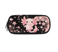 POLERO Axolotl Pencil Case for Girls Toddler Back to School Pencil Storage Bag Cherry Blossom Pen Holder with Compartments