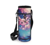 POLERO Axolotl Water Bottle Holder for Girls Cute Water Bottle Carrier with Shoulder Strap Back to School Neoprene Sleeve