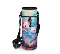 POLERO Axolotl Water Bottle Holder for Girls Water Bottle Carrier Adjustable Shoulder Strap Pocket Cute Neoprene Sleeve