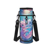 POLERO Axolotl Water Bottle Holder with Strap Girls Cute Drink Bottle Carrier Bag Sports Accessories for Hiking Walking