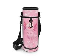POLERO Axolotl Water Bottle Sling Carrier Bag with Shoulder Strap Cute Sports Drink Bottle Sleeve for Girls for Walking
