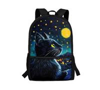 POLERO Black Cat Backpack Kids Galaxy School Bags Starry Night Stars Backpack Rucksack Bookbag