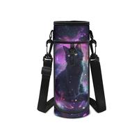 POLERO Black Cat Water Bottle Holder for Girls Galaxy Water Bottle Carrier Sports Sling Bag for Camping Hiking Running