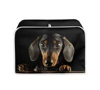 POLERO Black Dachshund Toaster Cover for Sausage Dog Lovers, 2 Slice Toaster Bread Machine Cover Appliances Dust Cover