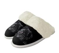POLERO Black Pug Slippers for Men Dog Lovers Plush Womens Slipper Soft Memory Foam Warm House Slippers Comfy Plush Winter Slippers Size M 38-39EU
