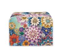 POLERO Boho 4 Slice Toaster Covers, Bright Blossom Floral Kitchen Small Appliance Dust Cover Bread Maker Covers
