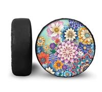 POLERO Boho Floral Spare Tire Cover Trailer Car Truck Dustproof Protection Bright Blossom Print Car Wheel Cover