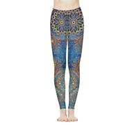 POLERO Boho Leggings for Women Mandala Floral Tights Casual Workout Bohemian Yoga Pants - M