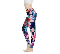 POLERO Boho Yoga Pants for Women Tropical Palm Leaves Summer Beach Workout Trousers Fitness Ladies Fitness Leggings Skinny Pants, Large