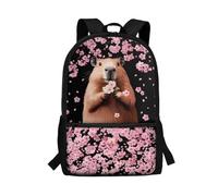 POLERO Capybara Backpack for School Bags for Girls Secondary School Book Bag Cherry Blossom Rucksack