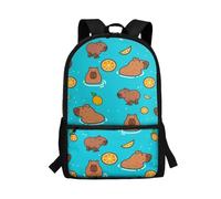 POLERO Capybara Backpack Kids Primary School Bag 17 inch 300g Ultra Lightweight Rucksack with Water Bottle Pocket