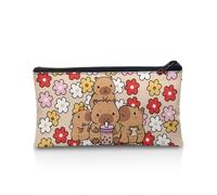 POLERO Capybara Pencil Case for Girls Floral Pencil Pouch Slim Soft Fabric Bag Cute School Supplies
