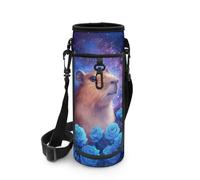 POLERO Capybara Water Bottle Holder for Girls Galaxy Bottle Carrier with Strap Rose Neoprene Sleeve