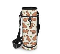 POLERO Capybara Water Bottle Holder Girls Sports Water Bottle Carrier with Strap 2 Pocket Sling Neoprene Sleeve