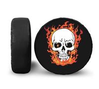 POLERO Car Spare Tire Cover with Skull Fire Print Vehicle Wheel Protectors Fits for 14-19 inch Wheel Tire Case