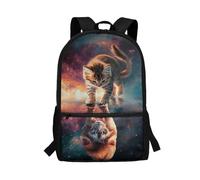 POLERO Cat Backpack for School Kids Girls 6-7 Years Old Bookbags 17 Inch Galaxy Lion Schoolbag